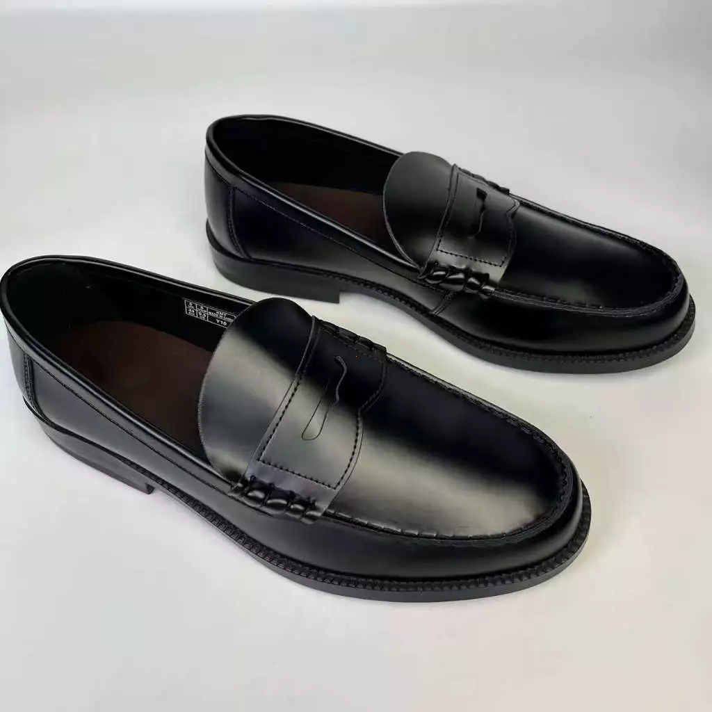 HCJJ Black Loafers New Arrived Retro Leather Shoes Comfortable School＆Work For Men#d67