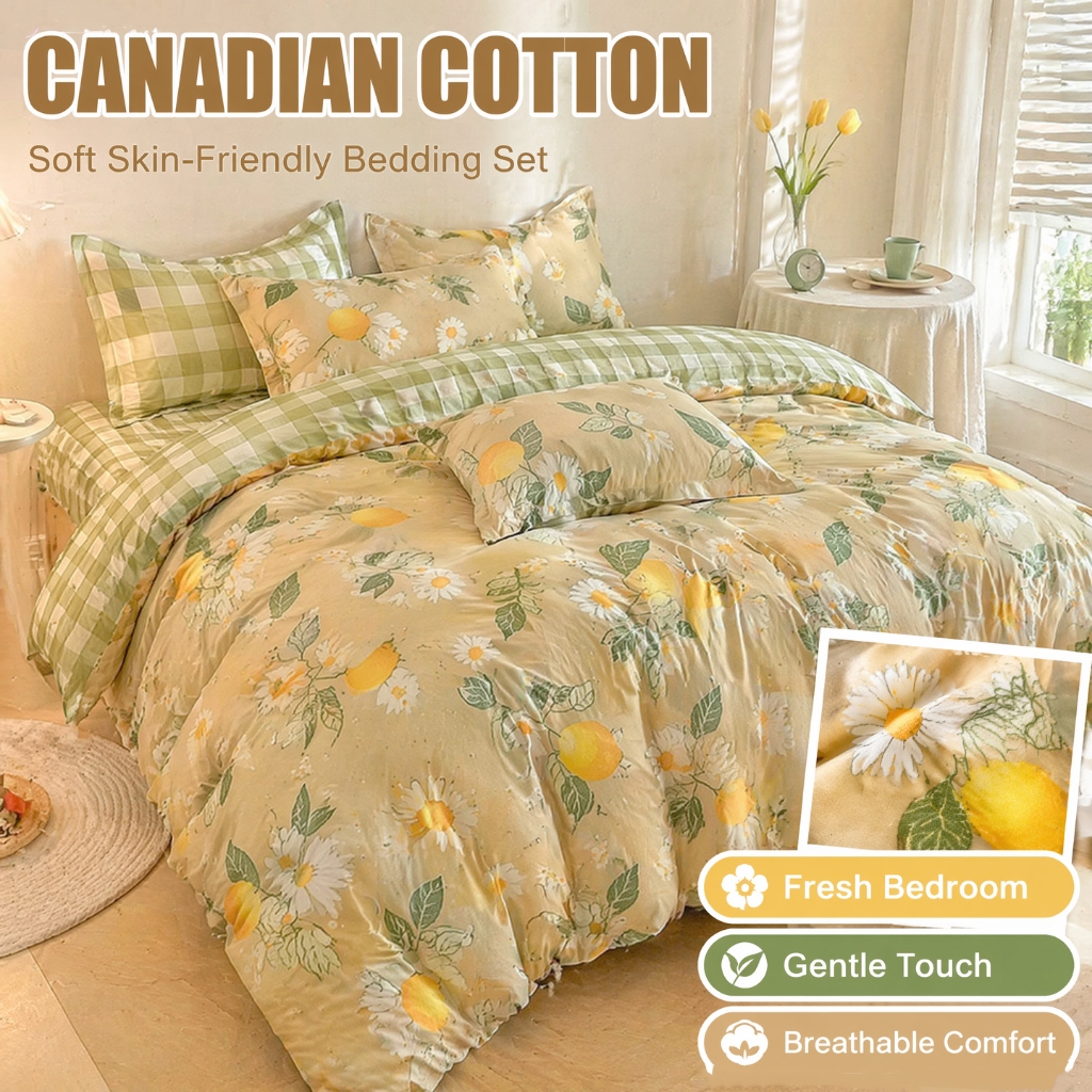 3/4in1 Bedsheet Set Canadian Cotton Green Series Floral 4-piece Sheet Set No Gusot Bedding Set Flat