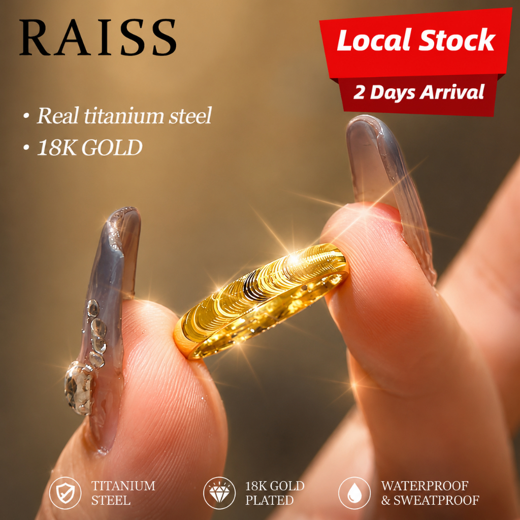 18K Gold Minimalist Cat Eye Ring Solid Gold Wave Design Fade Proof Titanium Steel Couple Ring