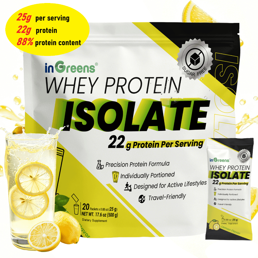 inGreens Clear Whey Isolate Protein Powder, 22g Protein Per Serving, Lemonade Flavor, 20 Servings, Ultra-Filtered, Light & Refreshing, No Added Sugar