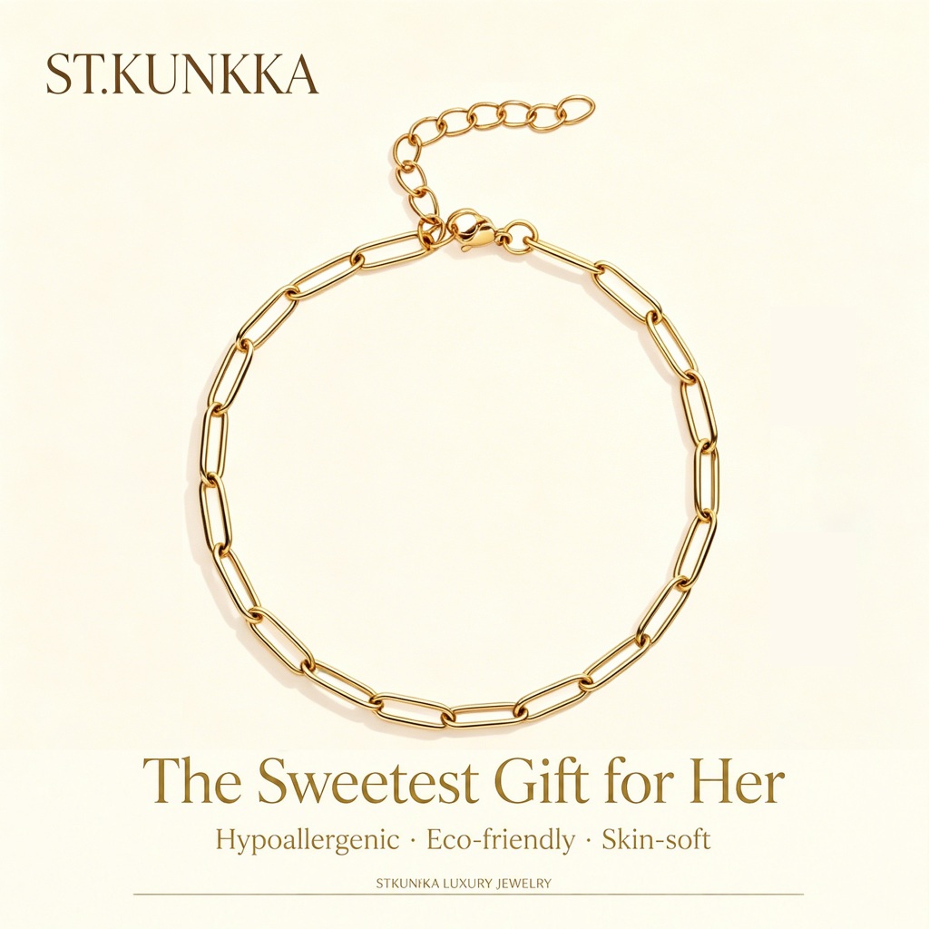 St.kunkka 1pcs/pack Simple fashion stainless steel 18K Hypoallergenic Bangle bracelet For Gift