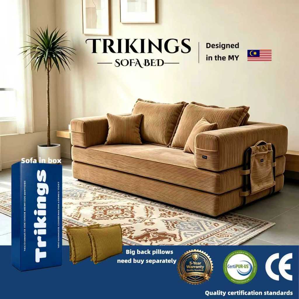 【SHIP IN 24H】Trikings Compression Sofa Bed Space-Saving Foldable Design for Small Apartments 3/4/5/6