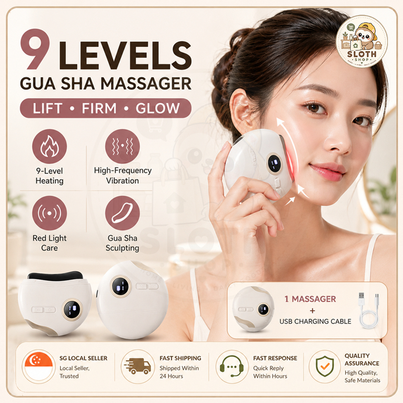 ✨SG STOCK✨ Electric Guasha Face Massager Lifting Device Massager 9 Levels of Vibration & Hot Bian Stone Gua Sha Board