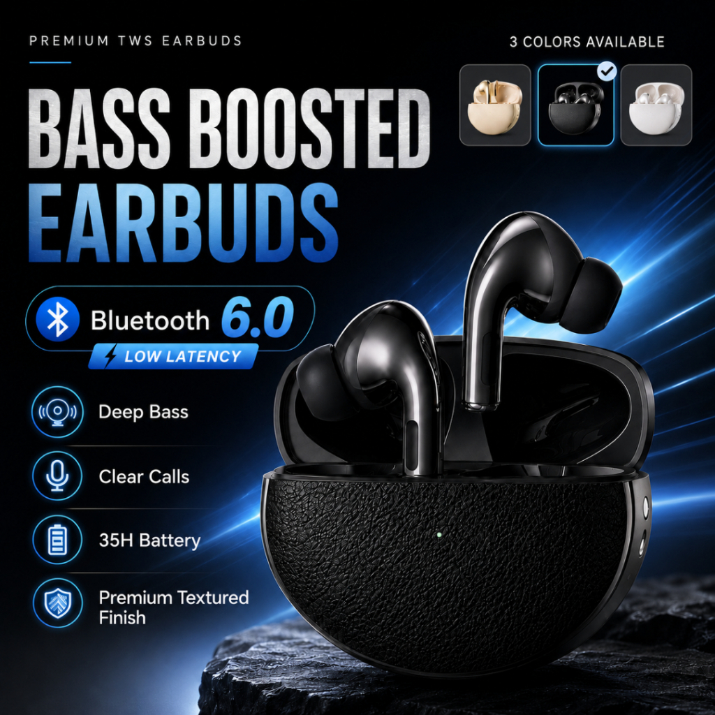 Rechargeable Bluetooth 6.0 Wireless Earphones with Mic Bluetooth Gaming Earbuds Earpods for PC Lapto