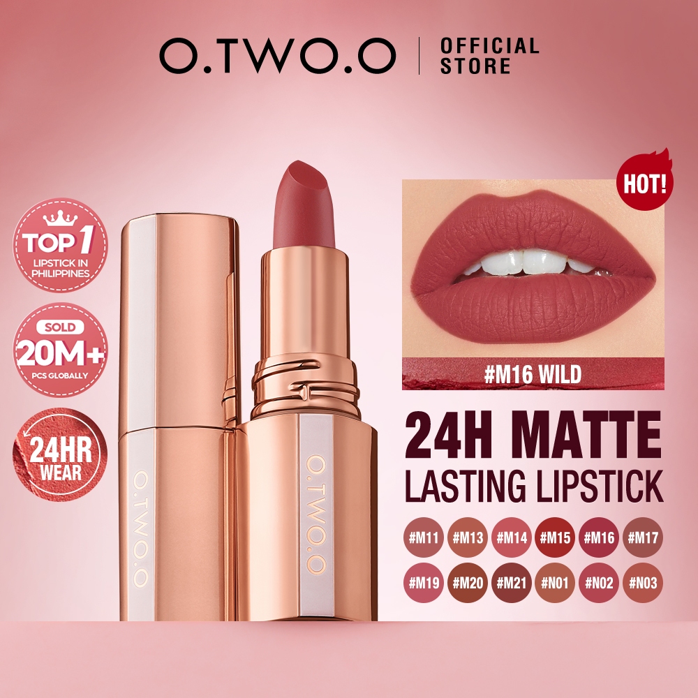 O.TWO.O Matte Lipstick Misty Kiss Lock Color Silky 24H Long Lasting Lip Makeup