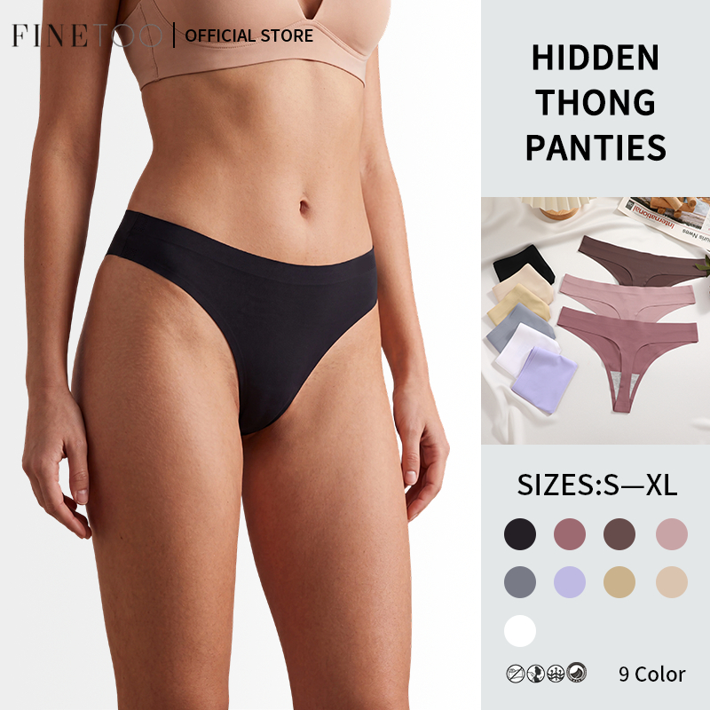 FINETOO Seamless Bikini Thong for Women T-back Low-Waist G-String Panties Soft and Comfortable