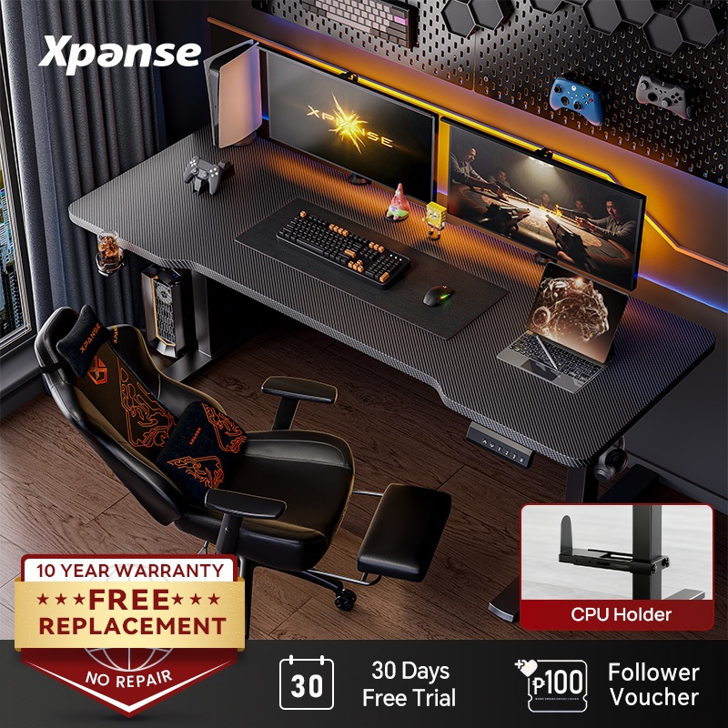 Xpanse Carbon Fiber Gaming Table Electric Office Table Adjustable Computer Table Standing Study Tabl