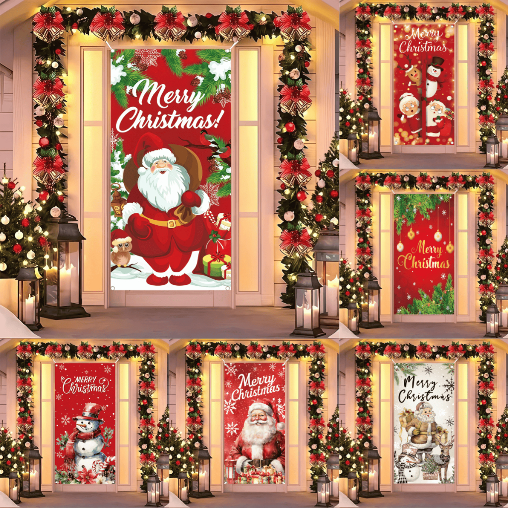 120*60cm Merry Christmas Hanging Flag Santa Claus Vertical Banner Home Front Door Wall Decor Xmas Ph