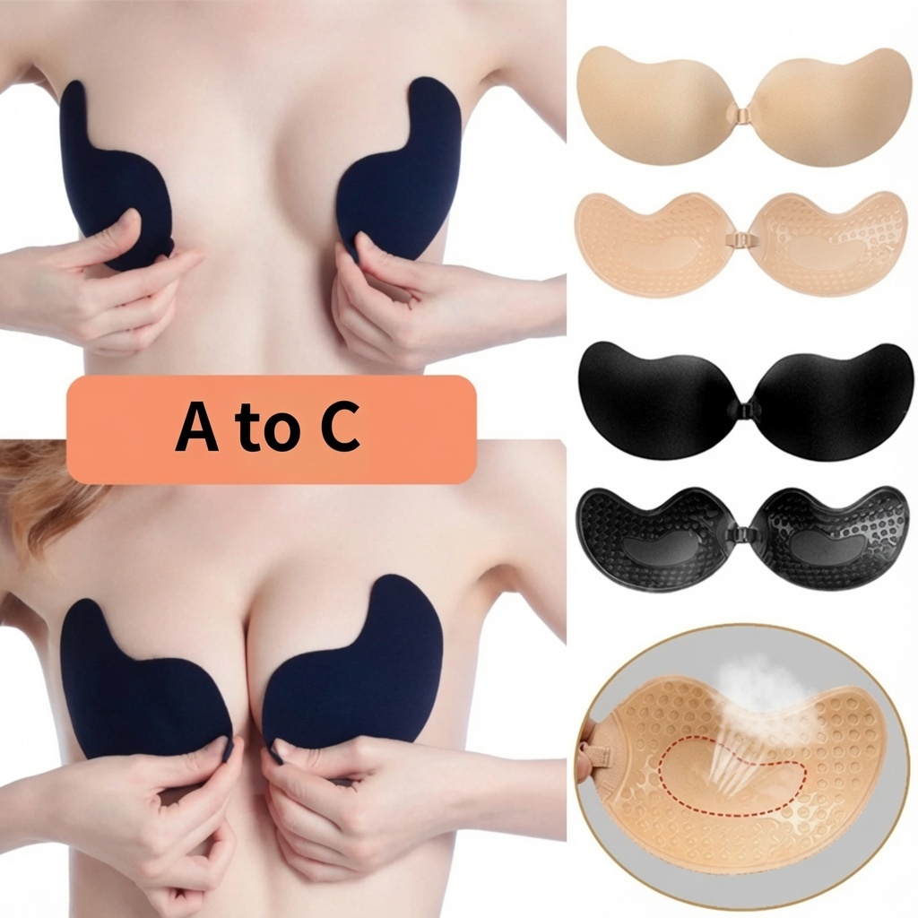 Silicone Nipple Tape Mango Type Invisible Bra Strapless Hook Button Breathable Gather Underwear