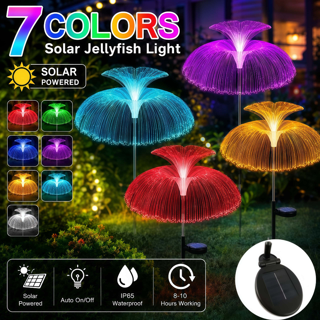 Solar Christmas Lights Outdoor Waterproof Energy Jellyfish Lamp 7 Adjustable Colors Outdoor Patio La