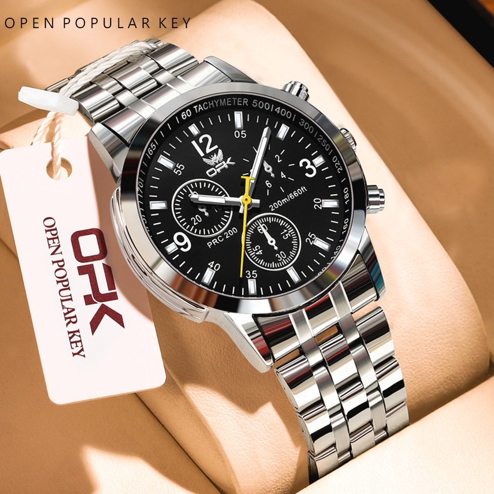 OPK Watch For Men Water Proof Original Quartz Stainless Steel Luminous Business Wristwatch 6015