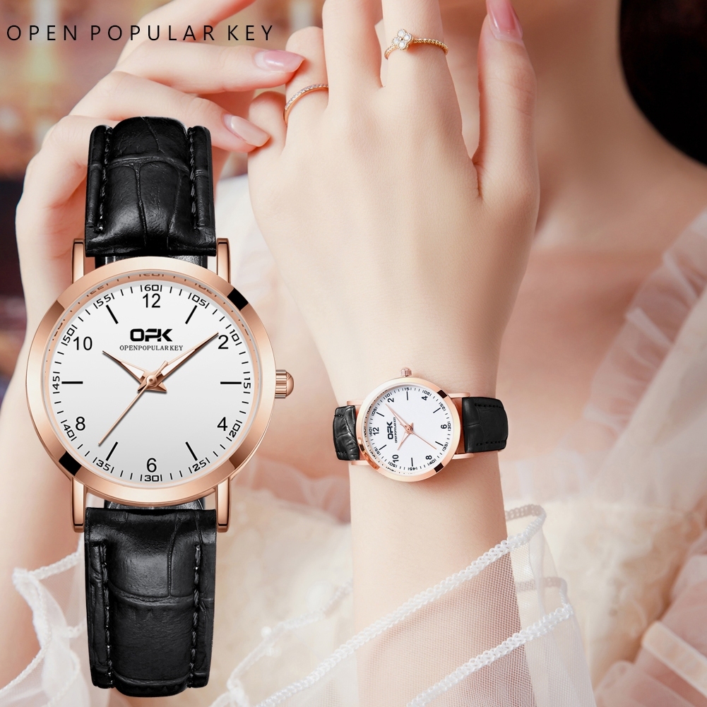 OPK Watch For Women Waterproof Original Quartz Leather Fashion Elegant Along Wristwatch 8613