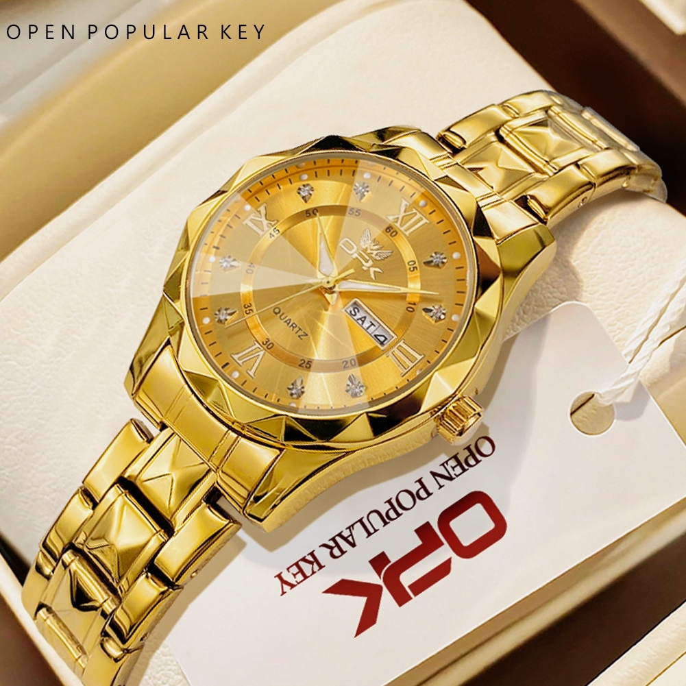 OPK Watch For Woman Elegant Waterproof Original Stainless Steel Quartz Casual Gold Ladies Watch 6023