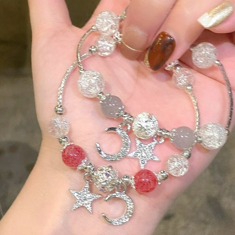 Bling Star Moon Dangle Beads Wristbands Bracelets Bangles As Gift for Sweet Girls
