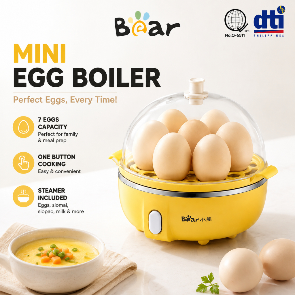 Bear Mini Electric Egg Boiler 7 Eggs Portable Food Steamer 360W Multi Function Cooker for Egg Siomai