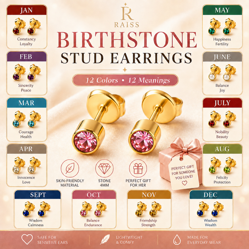 Us 10k gold earings Hypoallergenic Birthstone Stud Earring for women