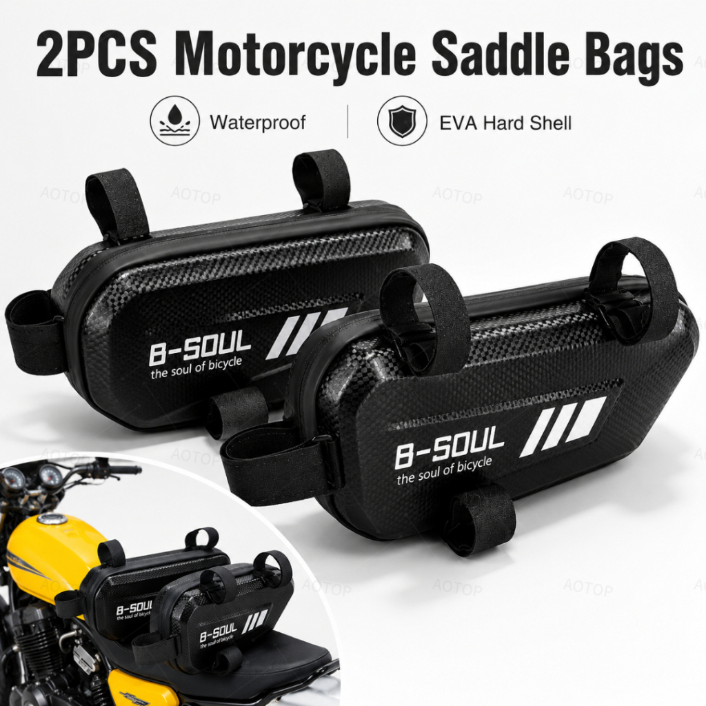 Premium 2PCS Motorcycle Saddle Bags | Waterproof Universal EVA Hard Shell Left & Right Side Luggage