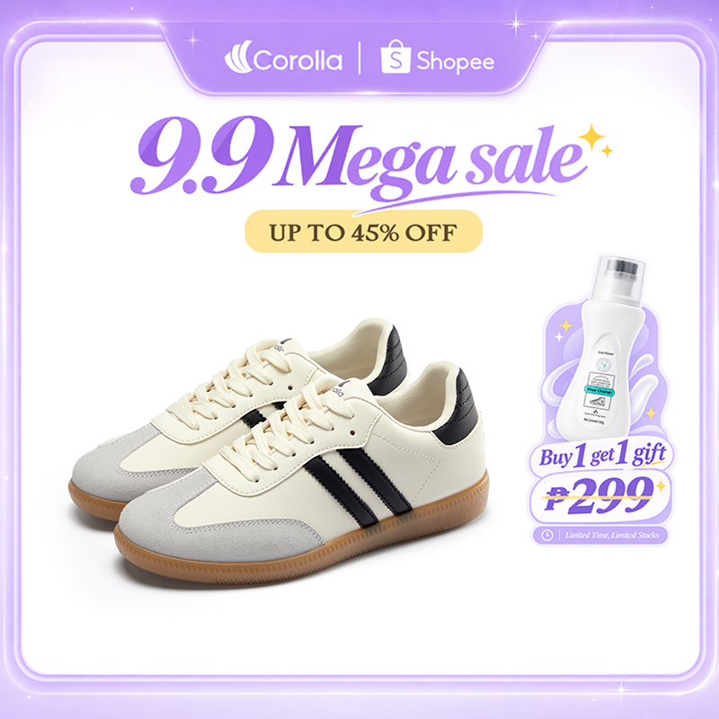 【35-44 SIZE】COROLLA korean fashion Unisex Non-Slip Rubber Sneakers - Black Shoes Lightweight For Sch