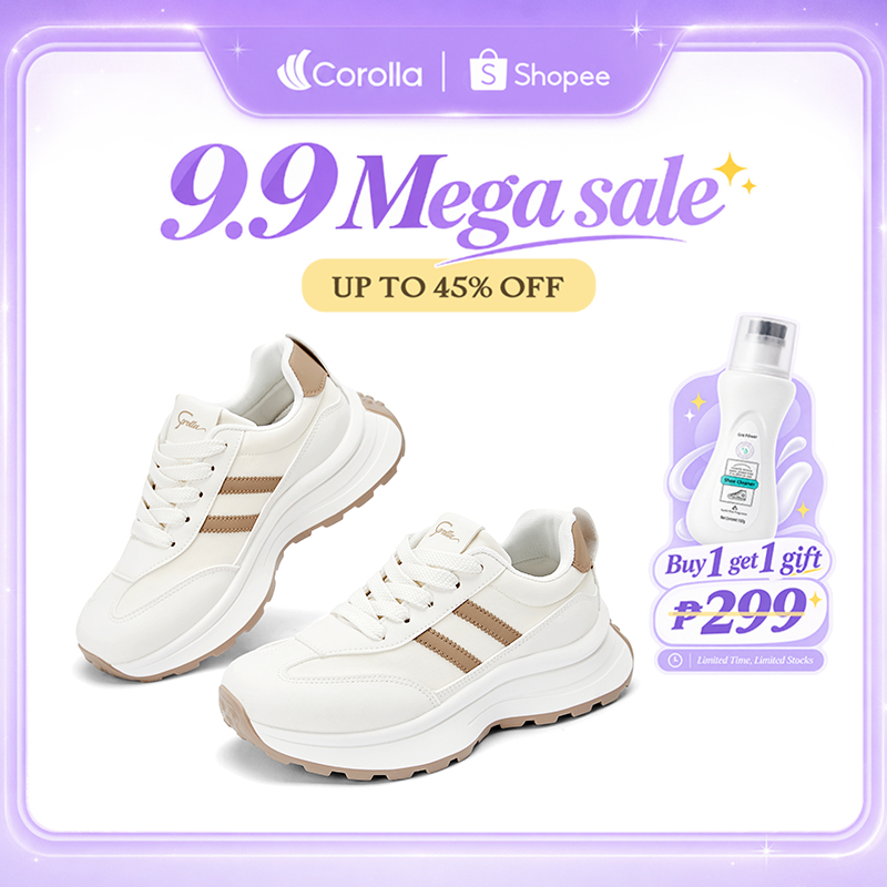 COROLLA Women's Thick Bottom Sneakers White Brown Women's High Classic Fashion Sneakers Girls Sport