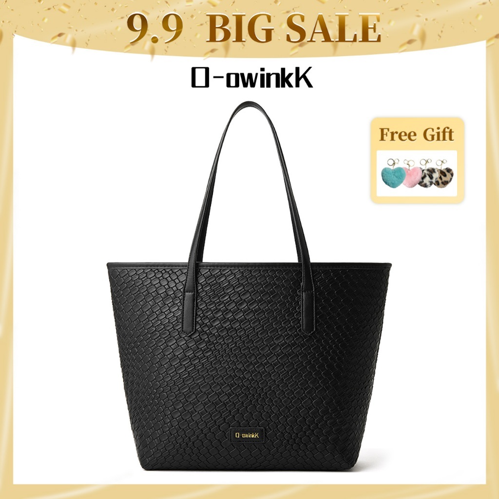O‑owinkK Women Woven Texture Tote Bag 14 Inch Laptop Large Capacity Office Daily