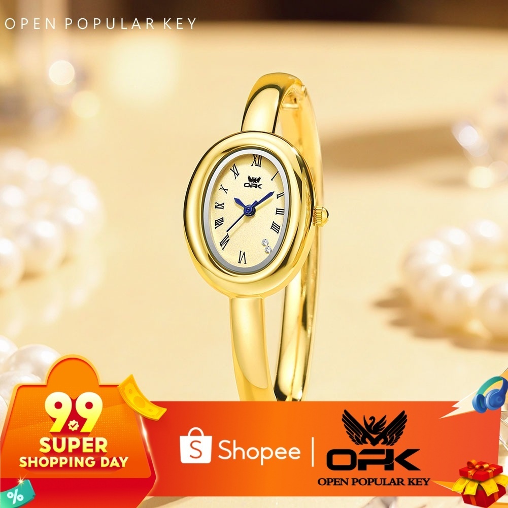 OPK Watch For Women Waterproof Original Quartz Bracelet Strap Gold Elegant Fashion Wristwatch 6074
