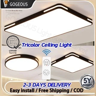 GOGEOUS 3 Colors Light Chandelier Tricolor Led Lights Modern Ceiling Lamp Bedroom Panel Lights Light