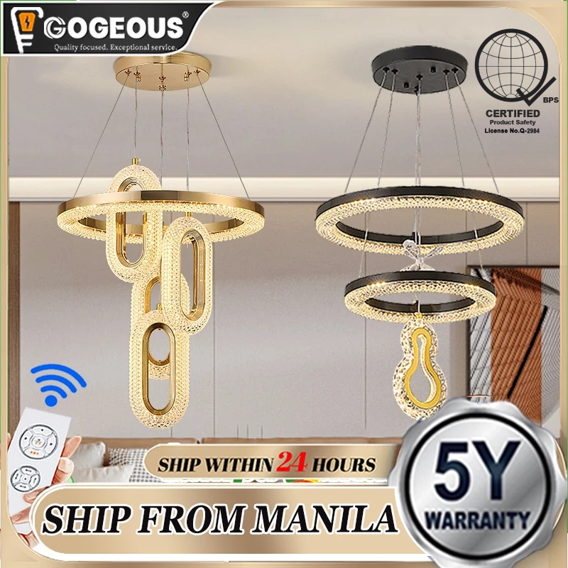 GOGEOUS Modern Chandelier Ceiling Light 3 Colors Hanging Lamp Crystal Lights Chandelier Pendant Ligh