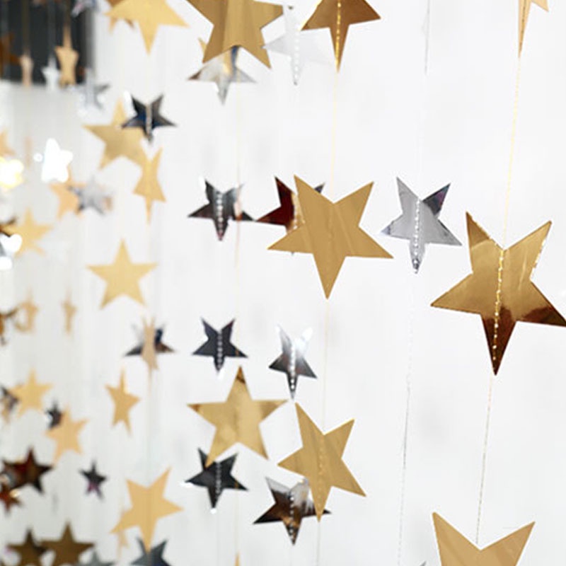 4M Star Garland Banner Paper Stars Streamer Bunting for Birthday Party Decoration Kids Room Decor Baby Shower Supplies