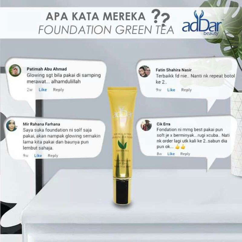 1 Foundation Green Tea Addar Beauty Shopee Singapore