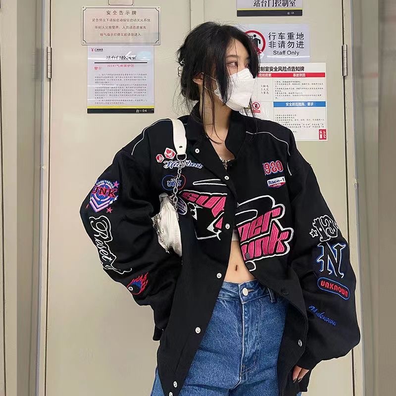 hype テクスチャージャケット　モード　y2k ZENMANCHEN Y2k Hoodie Men Puff Print Zip Up Hoodie Jacket