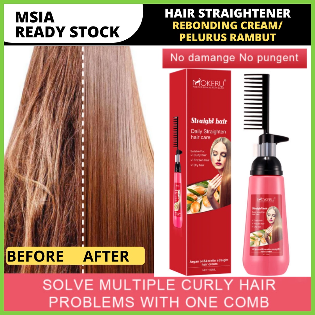 Mokeru Straight Hair Rebonding Cream Straightening Comb Hair Straightening  Cream Fastener Styling Brush Perm Treatment Н Н | Shopee Singapore