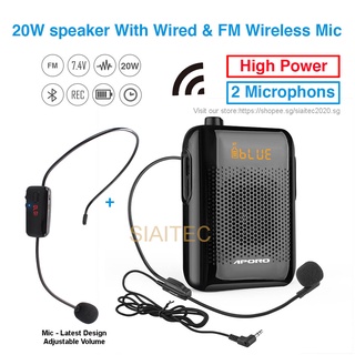 Aporo T2 Wireless 10W PA Voice Amplifier Speaker Megaphone+Microphone For Coach 