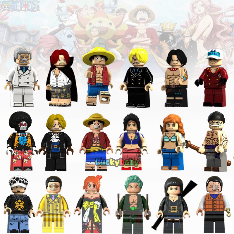 One Piece Lego Minifigures Luffy Ace Brooks Shanks Japanese Cartoon ...