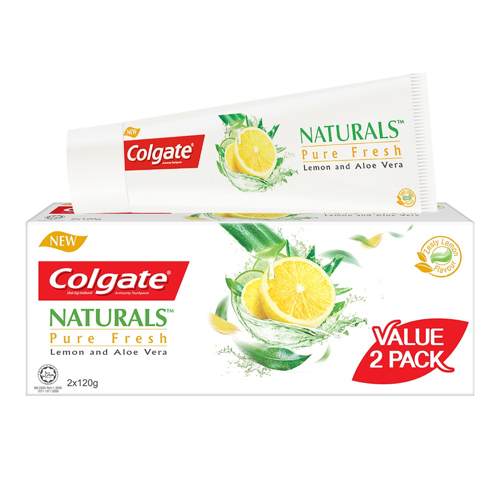 Colgate Naturals Pure Fresh Lemon Aloe Vera Toothpaste 120g X 2 Valuepack Shopee Singapore