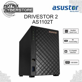 ASUSTOR AS1102T DRIVESTOR 2 BAY NAS Reaktek RTD1296 Quad-Core CPU 1.4Ghz, 2.5GB Ethernet, 1GB DDR4