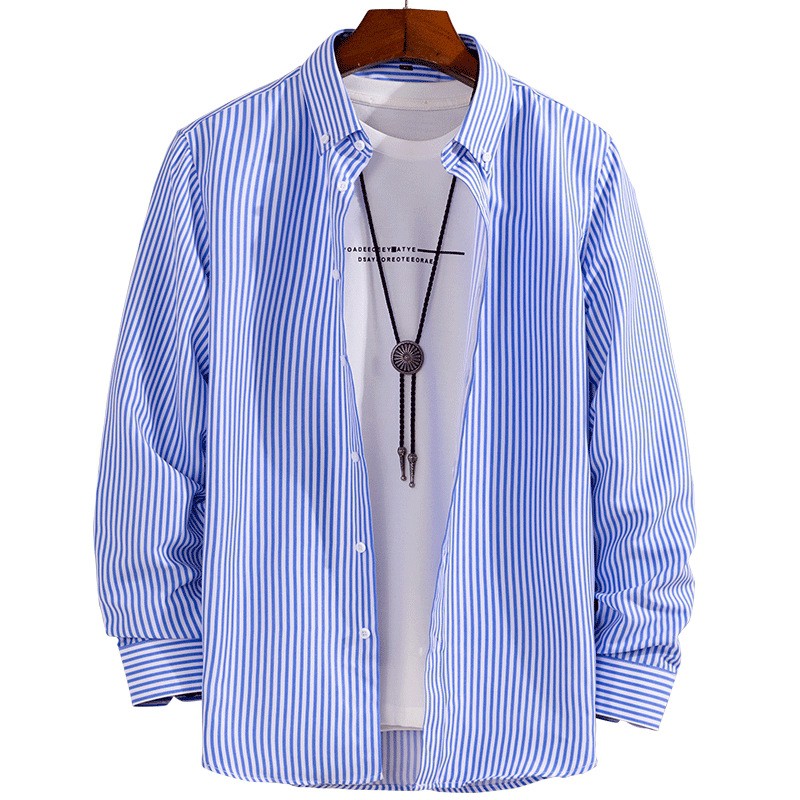 Kemeja Kasual Lelaki Gaya Kemeja Stripe Lelaki Lengan Panjang Kemeja Kasual Print Baju Batik Lelaki Baju Formal Slim Shopee Singapore