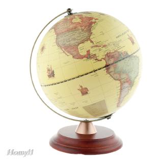5.5" Rotating Wood World Globe Educational Model Vintage Reference Atlases Map 
