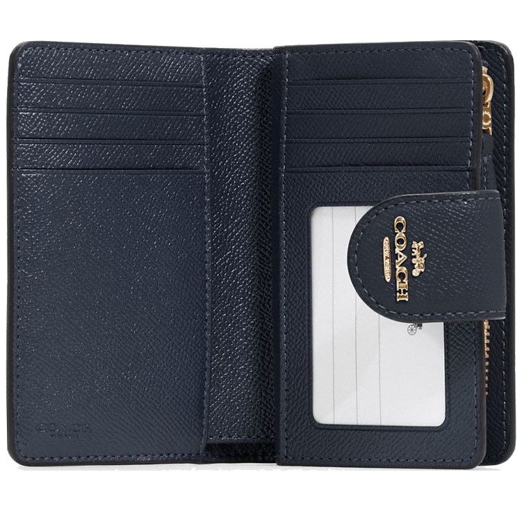 Coach Wallet In Gift Box Medium Wallet Medium Corner Zip Wallet Midnight Navy Dark Blue # 6390