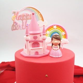1 Piece Rainbow Cloud Cake Topper Kids Birthday Party Wedding Dessert Baking Cake Topper #3