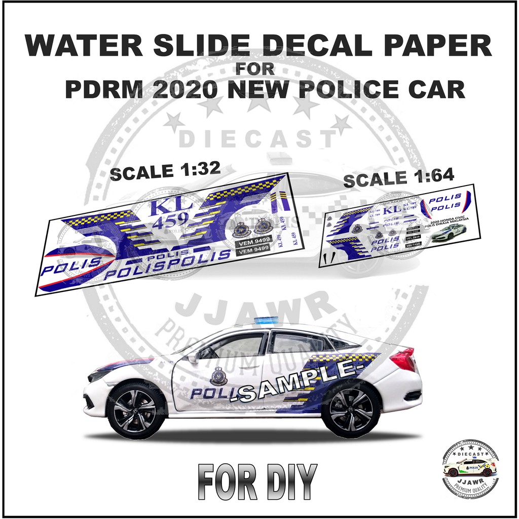 Shop Malaysia] 1:32 1:64 Water Slide Decal Paper of PDRM 2020 New 