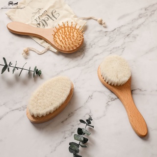 1pc  Baby Hair Comb Wooden Handle Natural Soft Wool Brush Infant Head Massager Baby Girl Bath Care Newborn Gift #8