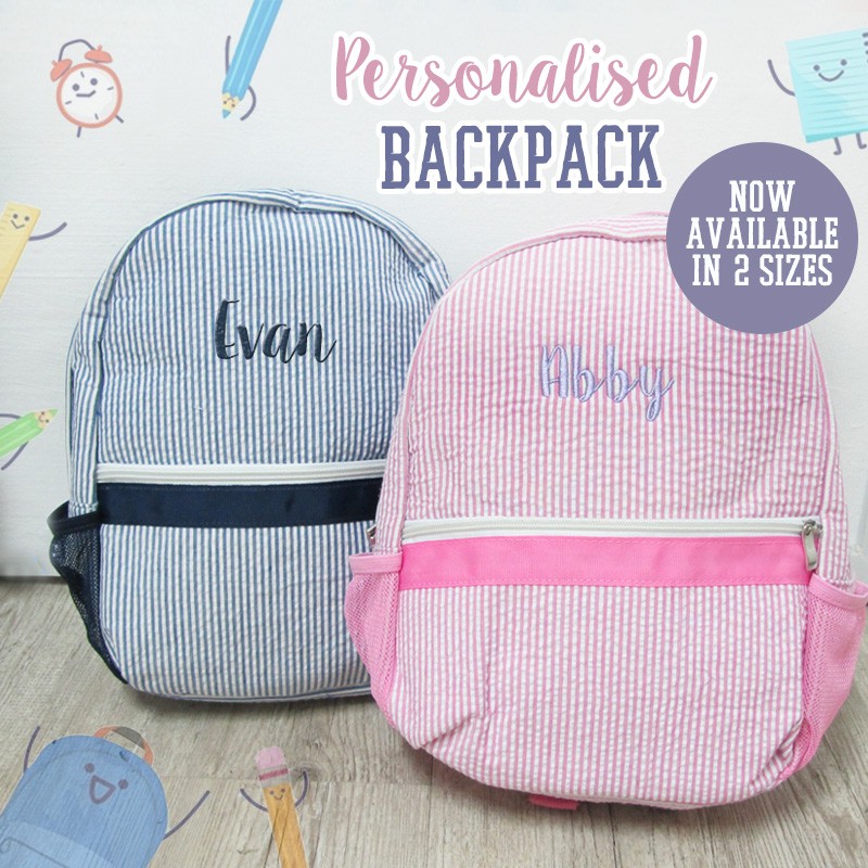 Personalised Seersucker Backpack / Kids School Bag / Toddler Bag