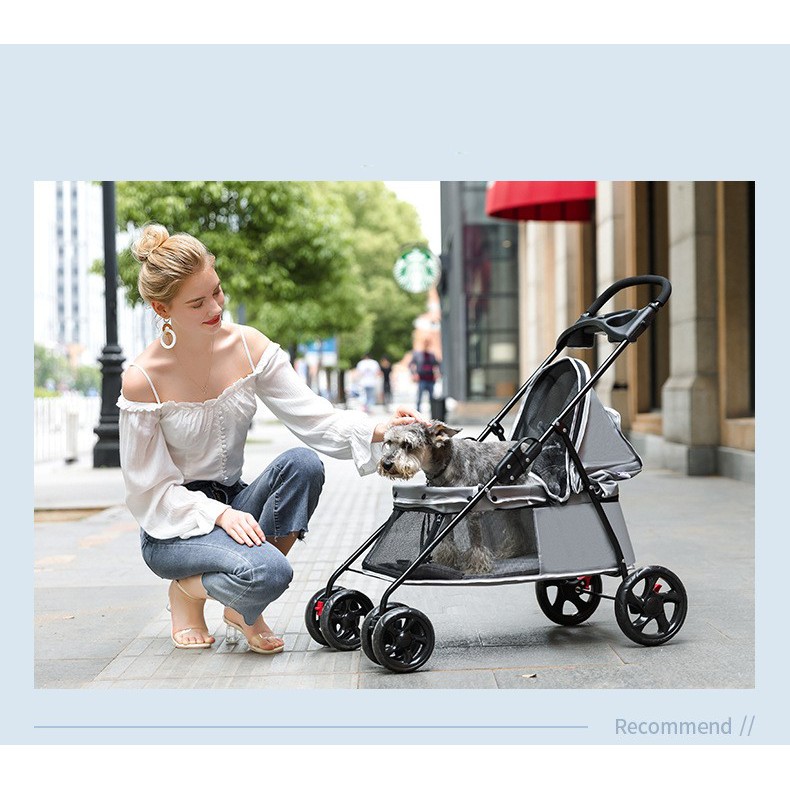 Multifunctional Collapsible Pet Stroller Small and Compact 4-Wheel Pet Sports CarSuitable for Cats and Dogs Outdoor Supp