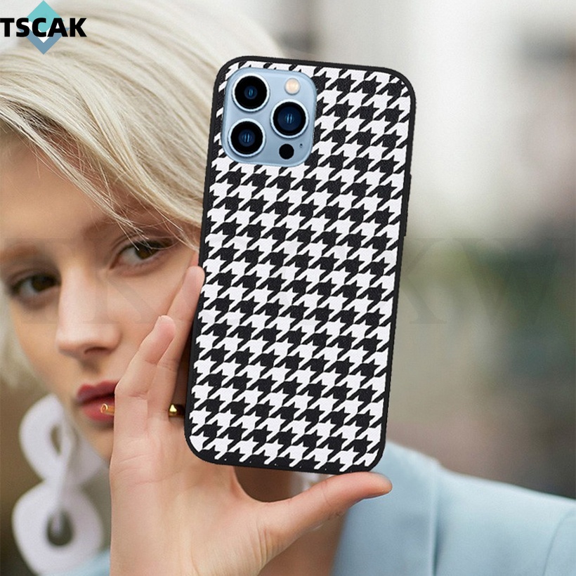 Samsung Galaxy Note 20 S20 S21 S22 Ultra S10 S9 S8 S20 S21 S22 Plus FE Note 10+ 9 S10 Lite S10e Casing Fashion Grid Houndstooth Thin Bumper Back Case Cover