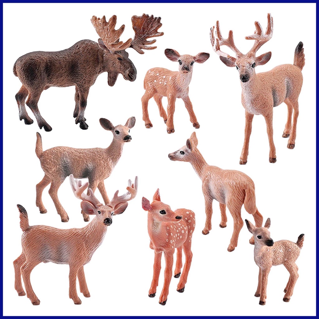 Deer Figurine Toys 8 Pcs Realistic Mini Deer Fawn Figurines Toy Forest