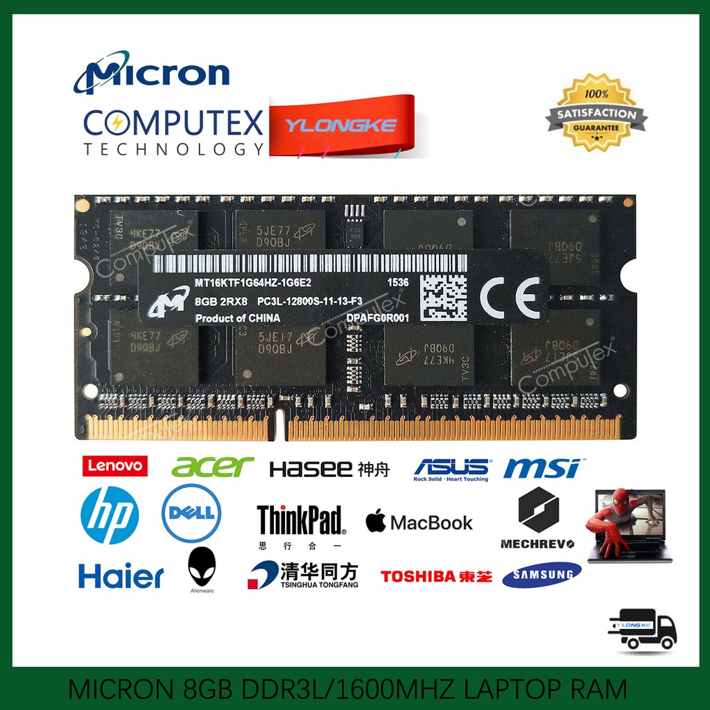 Micron 8gb Ddr3l 1600 Mhz Ram Pc3l s 4 Pin Sodimm Memory Module Cl11 1 35v Shopee Singapore