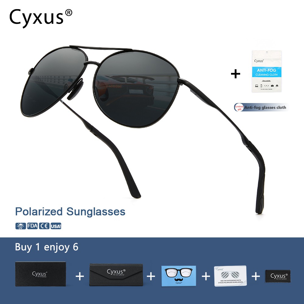 Cyxus Aviator Polarized Sunglasses For Men Women Uv400 Protection Anti Glare Mirrored Driving 