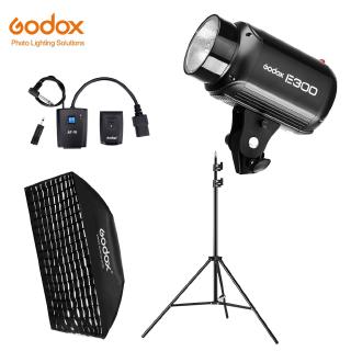 Godox E300 300Ws Photography Studio Flash Strobe Light + 50 x 70cm Honeycomb Gird + 180cm Light Stand + AT-16 Trigger Flash Kit