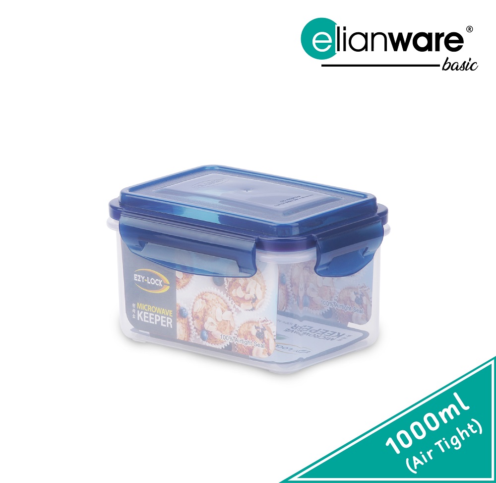 Elianware Ezy Lock Rect Airtight Seal Food Containers Lid Lock Kedap Udara Bekas Makanan 1000 2000ml E 672 E 674 Shopee Singapore
