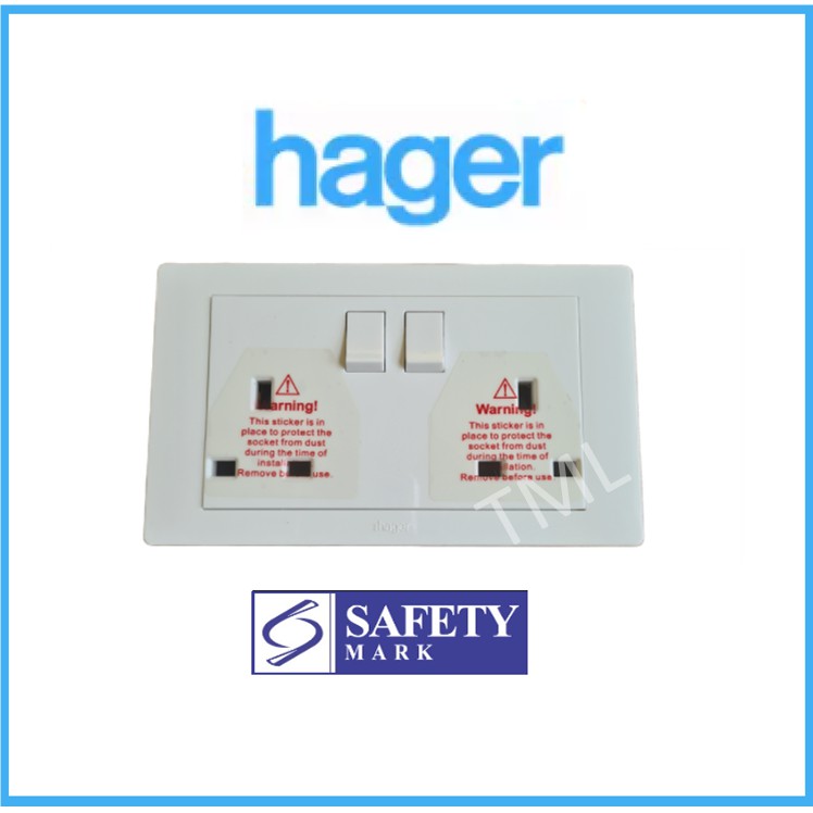 Hager MUSE 13A Single Double Socket Outlet 1x13A 2x13A Shopee Singapore